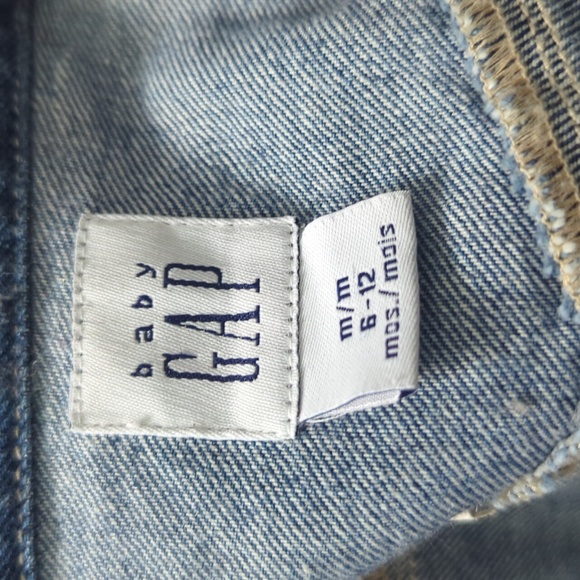 Gap Girl jeans vest sleeveless 6-12m flower Pink Blue - Picture 3 of 3